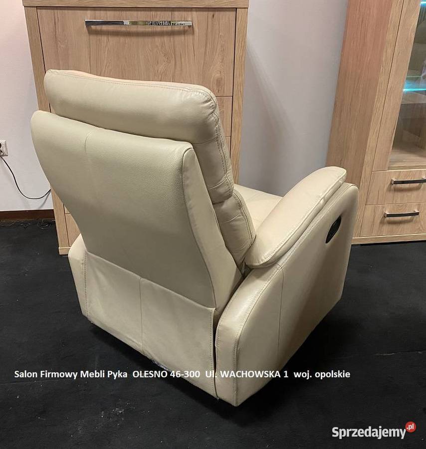 Nowy Fotel 80 RELAX Bujany Obrotowy SKÓRA Outlet Olesno
