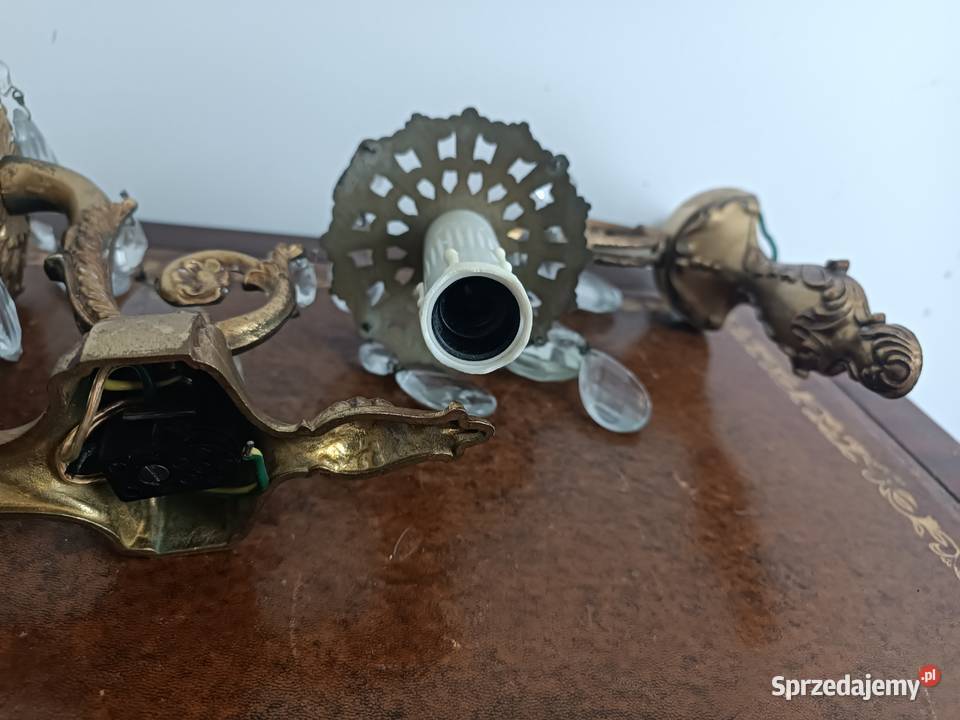 Stare kinkiety z kryształami mosiądz sprzedam