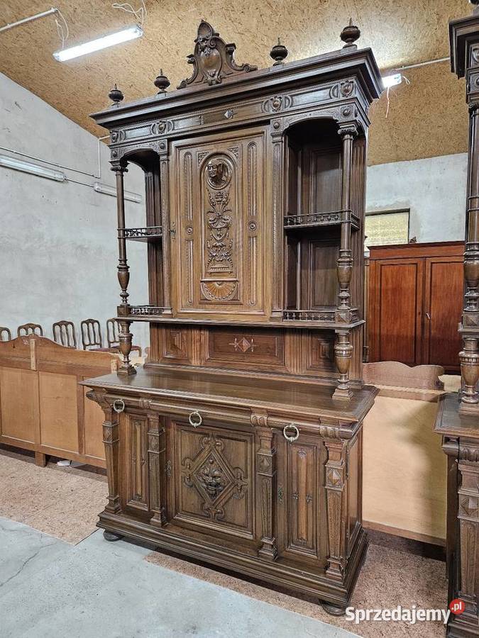 Potężny stary kredens eklektyczny z Francji 60cm
