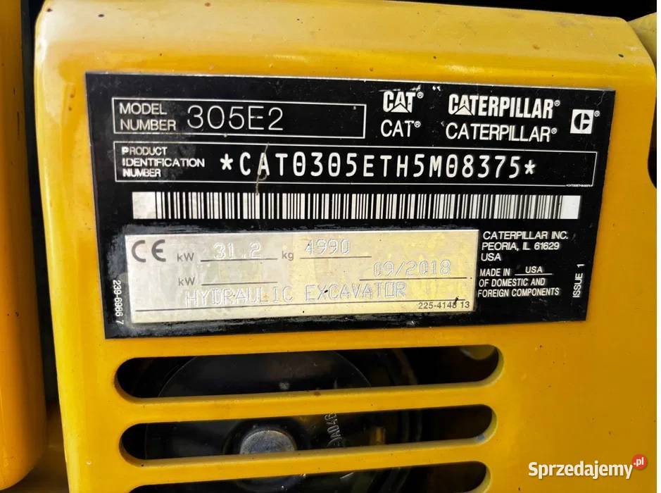 Koparka CAT 305E2 092018r Rototilt szczypce nowe nie Koparki