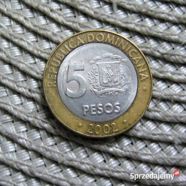 Dominikana 5 Pesos 2002r Numizmatyka wielkopolskie Kalisz