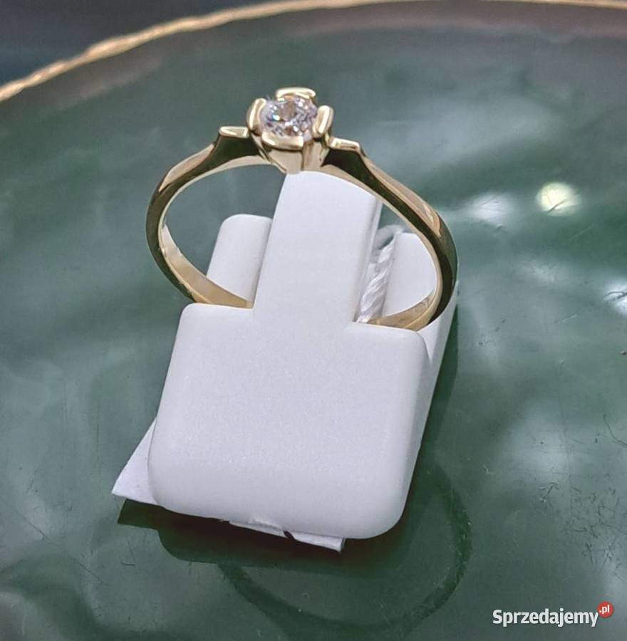 Pierścionek r14 Złoty pr585 classic z jednym Poznań
