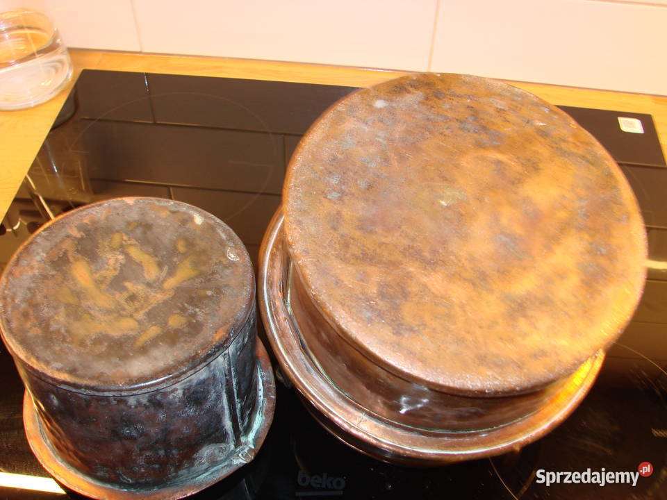 stary miedziany podwójny garnek Pruszcz Gdański