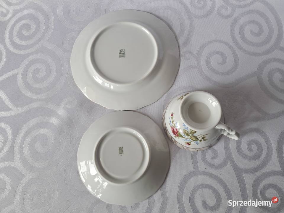 Filiżanka z kompletem trio Wawel porcelana PRL Strzelce Krajeńskie