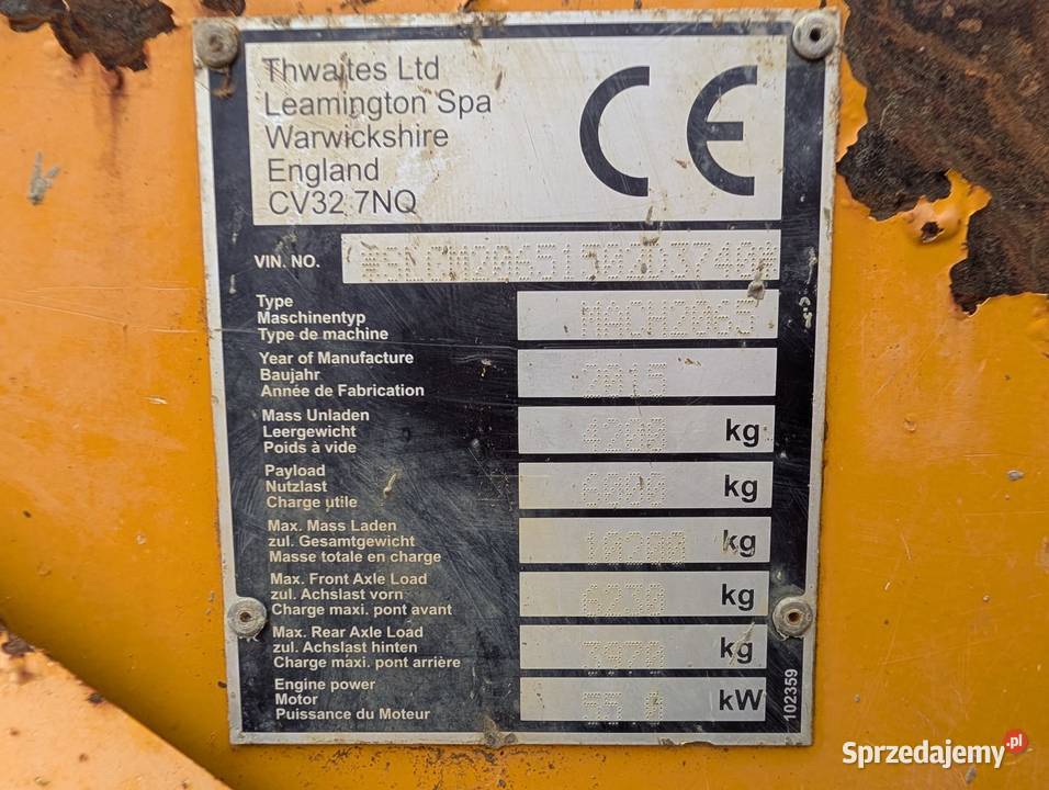 Wozidło budowlane Thwaites MACH2065 6T 2015 nie podkarpackie