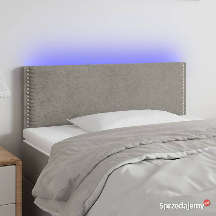 Zagłówek do łóżka z LED jasnoszary 100x5x7888
