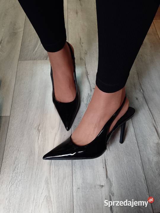 41 Czarne czółenka Szpilki wieczorowe z odkrytą Kraków