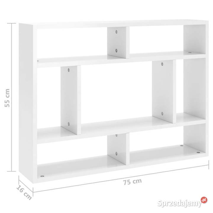 Półka ścienna biała wysoki połysk 75x16x55 mazowieckie