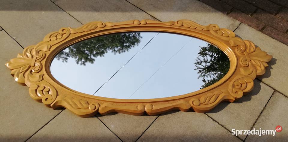 Lustro owalne w drewnianej rzeźbionej ramie Garwolin