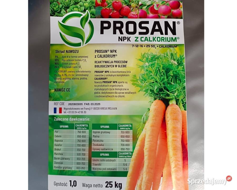Nawóz bezchlorkowy Prosan NPK 71216 37 SO3 25 Gniezno sprzedam
