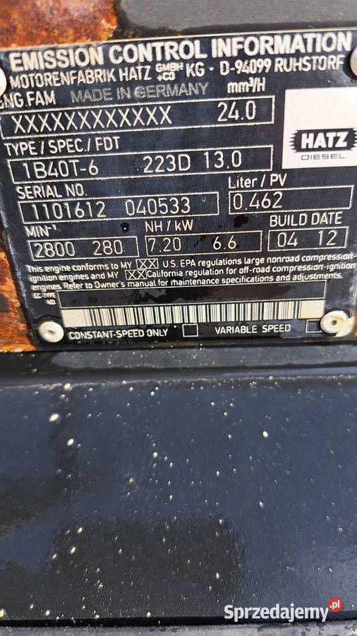 Silnik Hatz 1B40T62012 stan