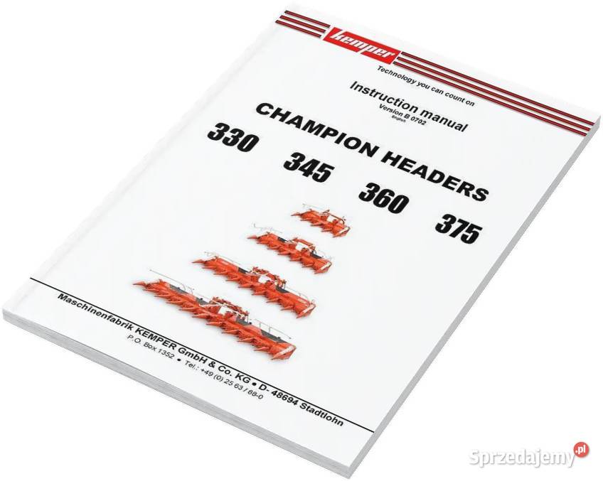 Instrukcja obsługi katalog części 4500 KEMPER Szamotuły