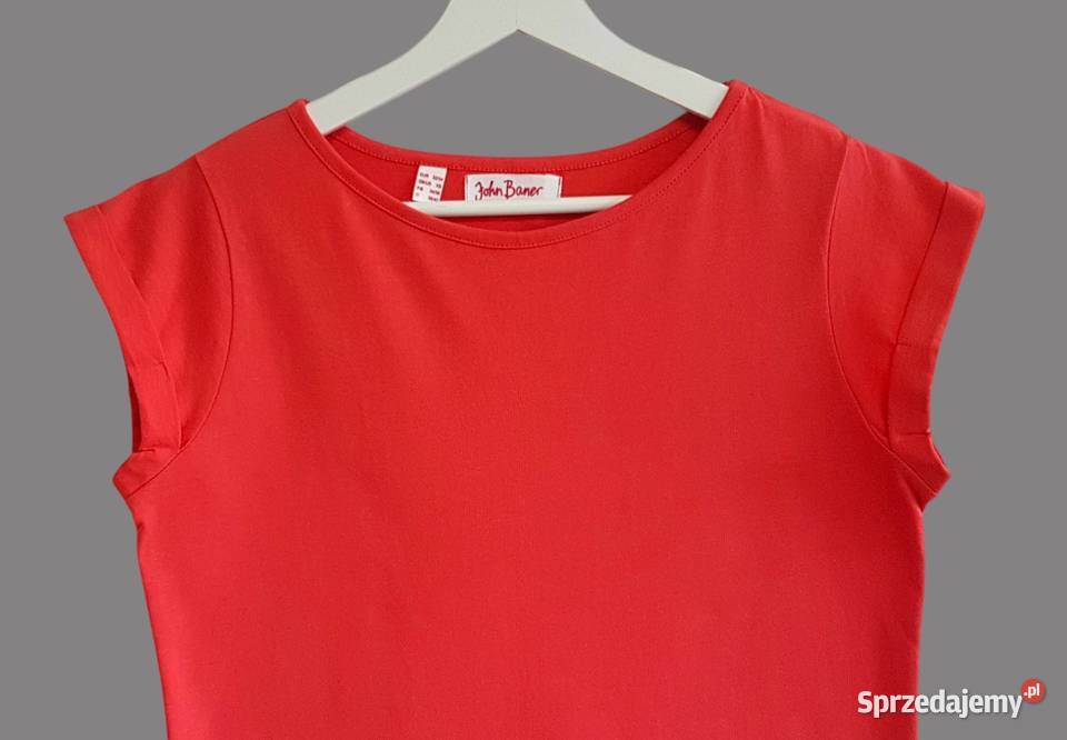 Damska bluzka czerwona z krótkim rękawem krótki Chrzanów