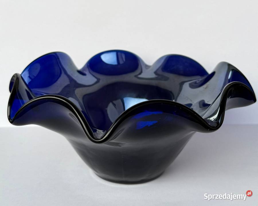 Kobaltowa patera Horbowy szkło iryzowane Porcelana i szkło Kraków