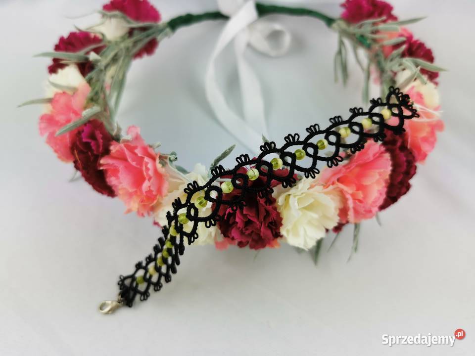 Bransoletka frywolitkowa Wiśniowa