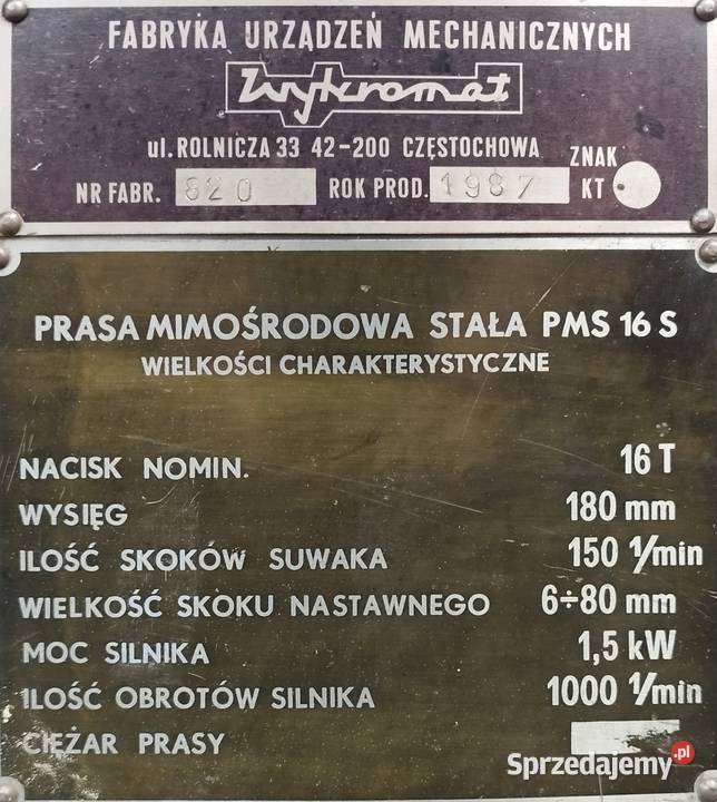 PRASA MIMOŚRODOWA PMS 16 S Mimośrodówka prod kujawsko-pomorskie Bydgoszcz