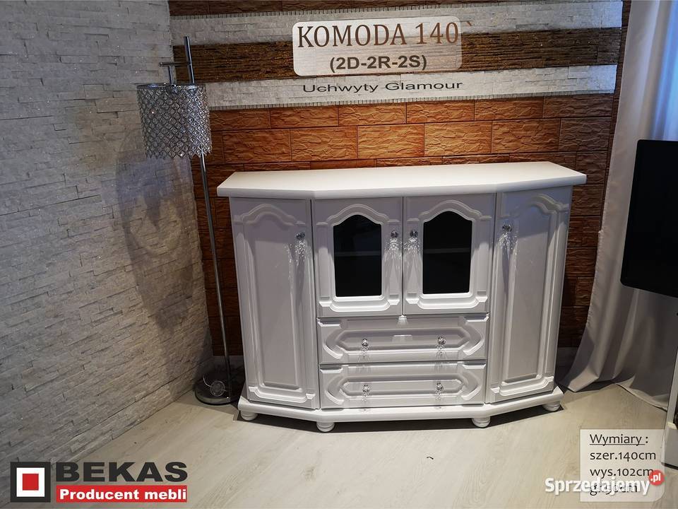 Biała Komoda 2D2R2S Dąb Glamour Uchyty Bekas 140cm Warszawa sprzedam