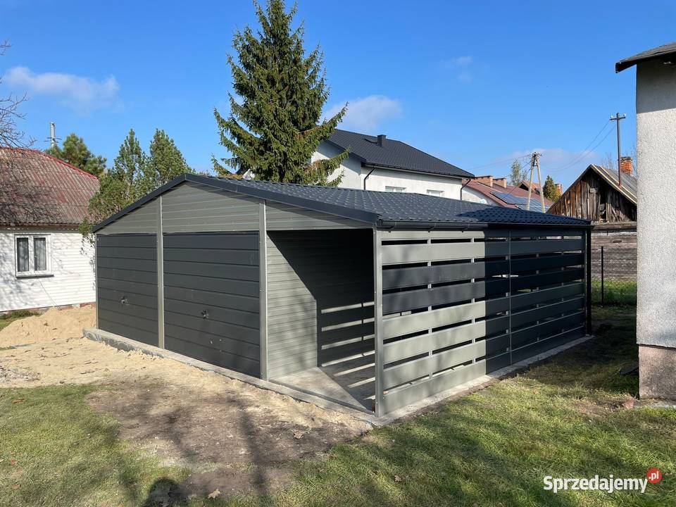 Garaż blaszany 8x6 szary producent montaż polska 48m2 Sprzedaż