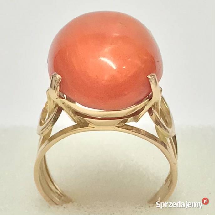 Złoty PIERŚCIONEK z KORALEM 750 18K egipski Warszawa sprzedam