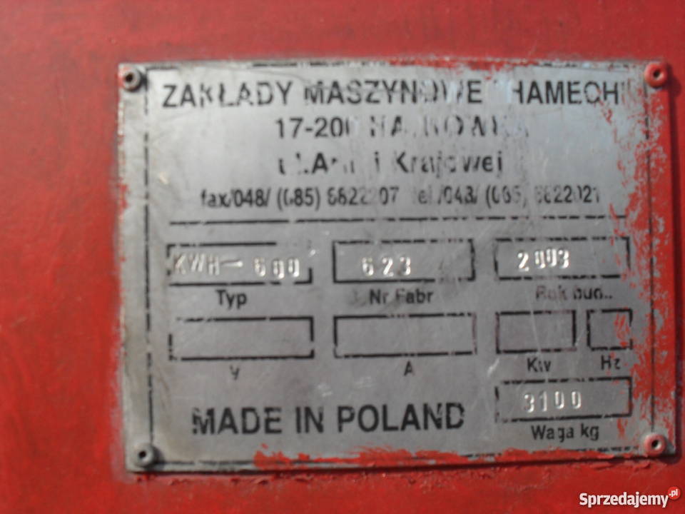 sprzedam piec co Hajnówka 600 KW Ulanów