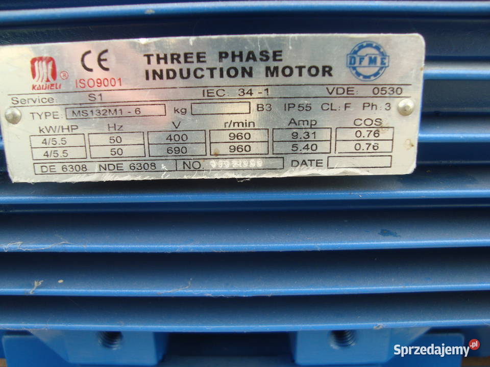 Silnik elektryczny 3 fazowy 45 KW NOS Drawski Młyn