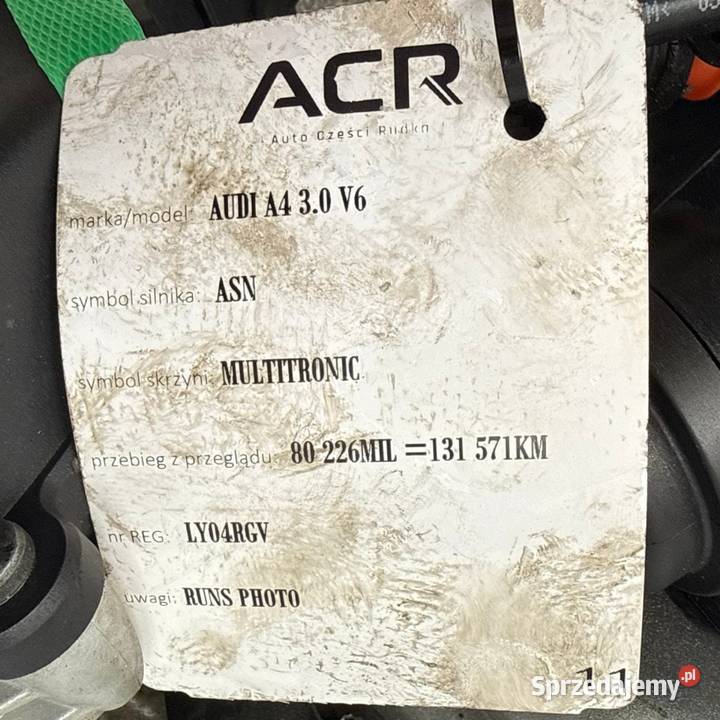 SILNIK ASN Audi A4 B6 A6 C5 A8 D3 30 V6 220 Chełm