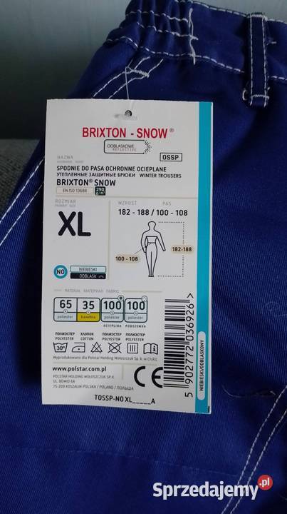 Spodnie robocze XL Nowe ocieplane firmy Brixton świętokrzyskie Czarzyzna sprzedam