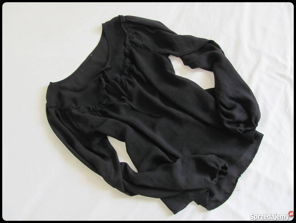 Czarna lekka bluzka koszula z wiązaniem dekolcie Płock