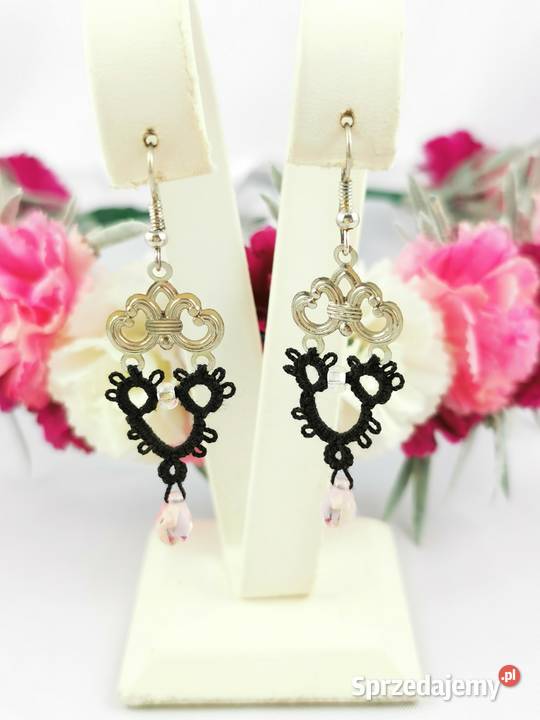 Kolczyki frywolitkowe Wiśniowa