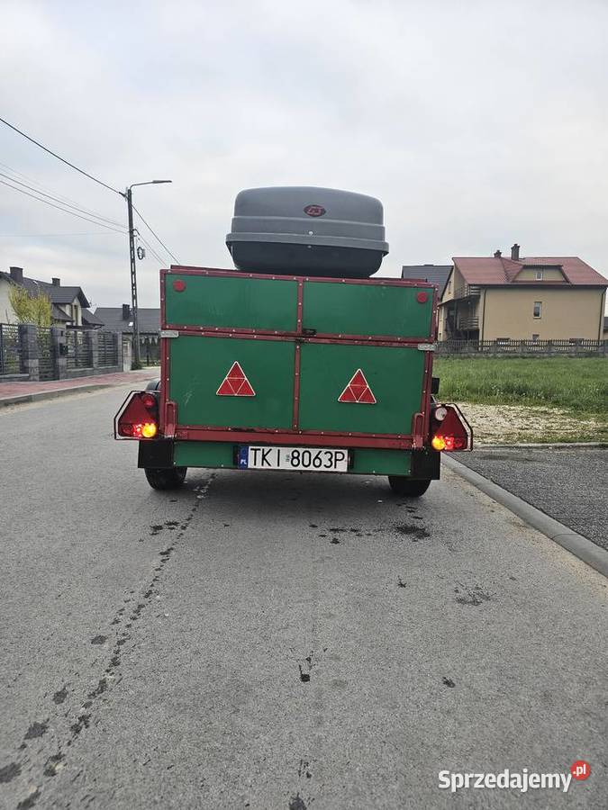 Przyczepka lekka na osi ALKO box dachowy Solidna świętokrzyskie Wola Morawicka