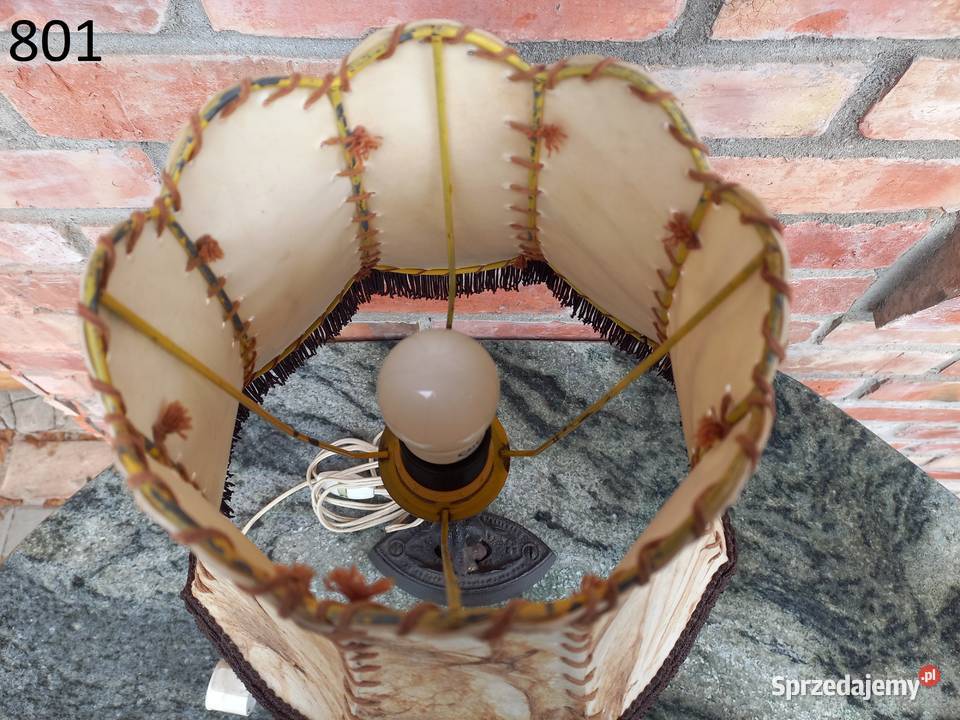 Lampka nocna stołowa metalowa ze skórzanym zachodniopomorskie Gawroniec