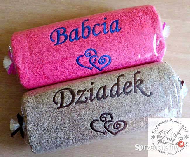 Prezent BABCI DZIADKA ręcznik z napisem haftem Toruń