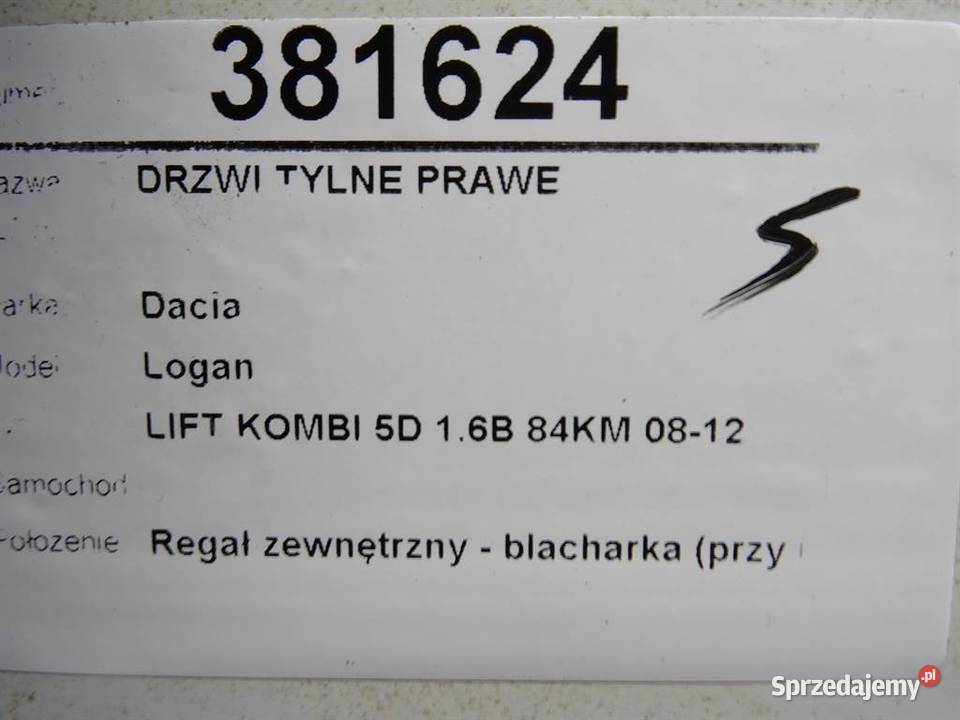DRZWI TYLNE PRAWE DACIA LOGAN Van minibus Części samochodowe sprzedam