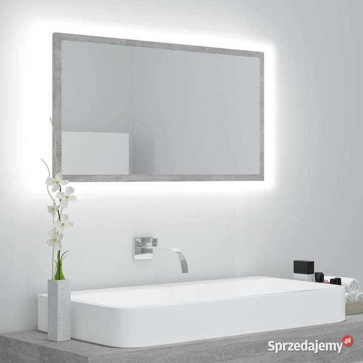 Lustro łazienkowe LED szarość betonu 80x85x37 Warszawa