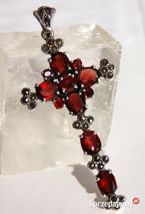 Krzyż granaty markasyty srebro pr 925 wisior Lublin