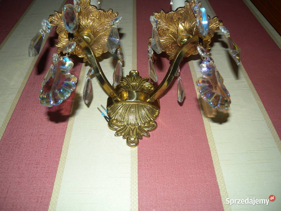 Kinkiet kryształowy Maria Theresa mosiężny Katowice
