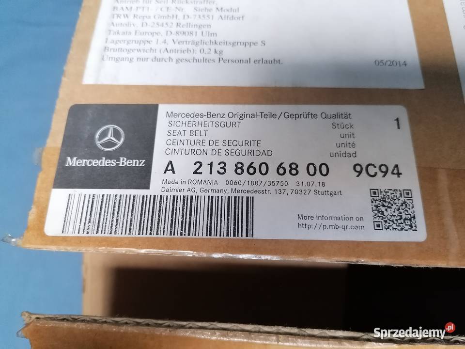 MERCEDES E KLASA W213 PAS TYŁ PRAWY A2138602885 osobowe