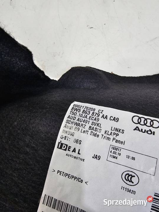 TAPICERKA BOCZEK BAGAŻNIKA AUDI A4 B9 osobowe Przystajń