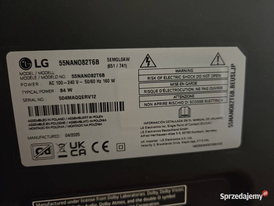 2026 Telewizor NOWY LG NanoCell 55 4K UHD stan LED Warszawa sprzedam