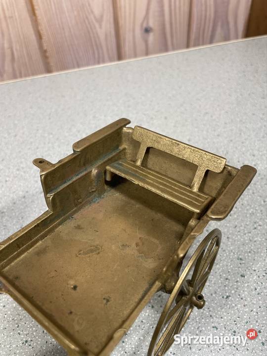 Mosiężny koń z wozem figura Antyk