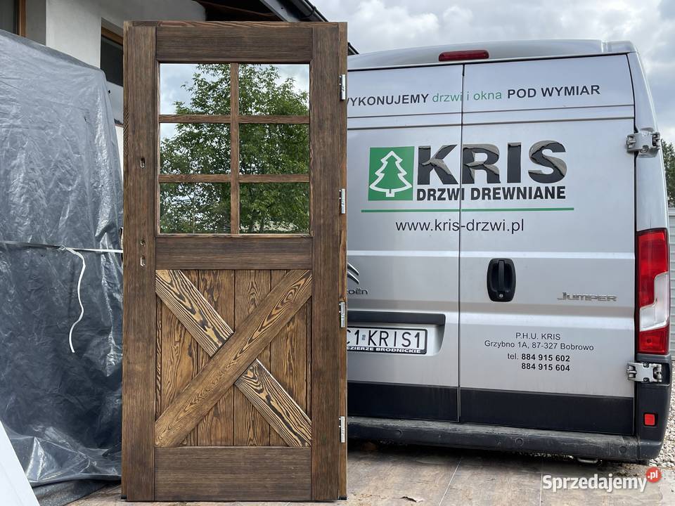 Drzwi drewniane zewnętrzne nietypowe 99x225 Grzybno
