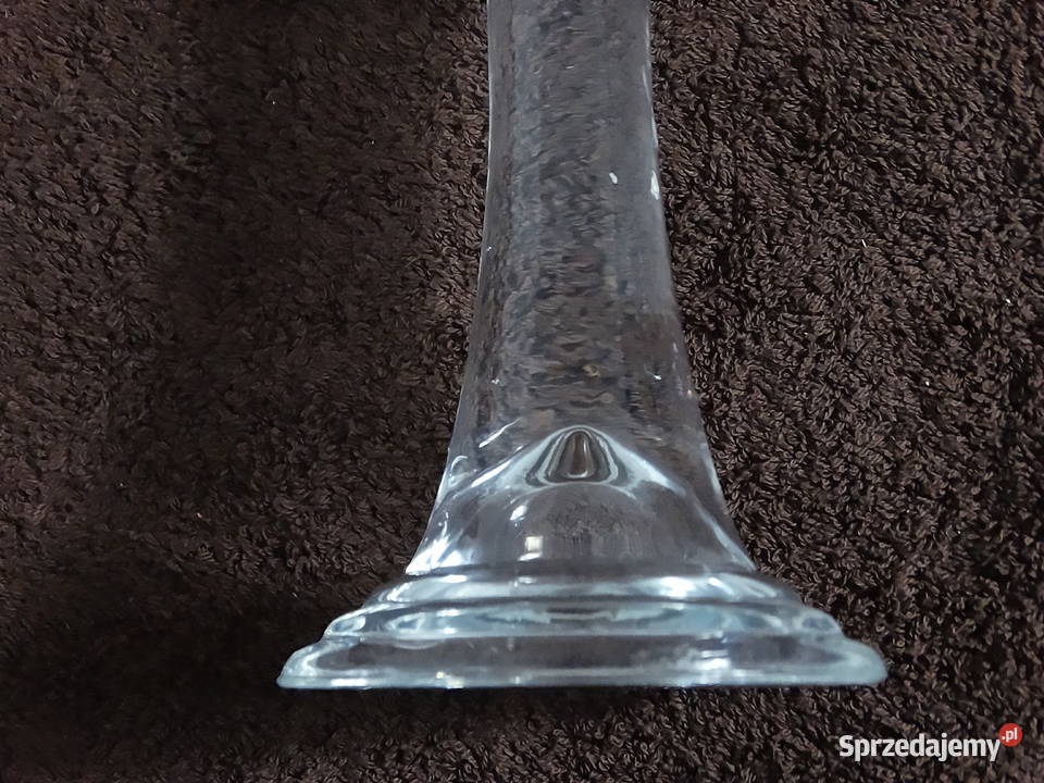 Elegancki szklany świecznik Solidne grube szkło Biłgoraj