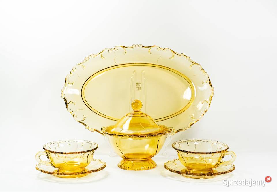 Stary miodowy zestaw do herbaty kawy mazowieckie