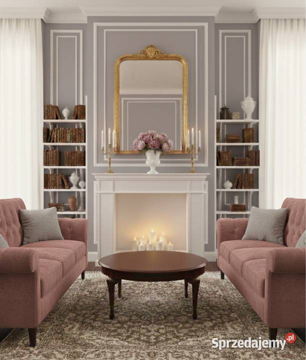 portal kominkowy atrapa kominka kominek z drewna biały Jeleśnia