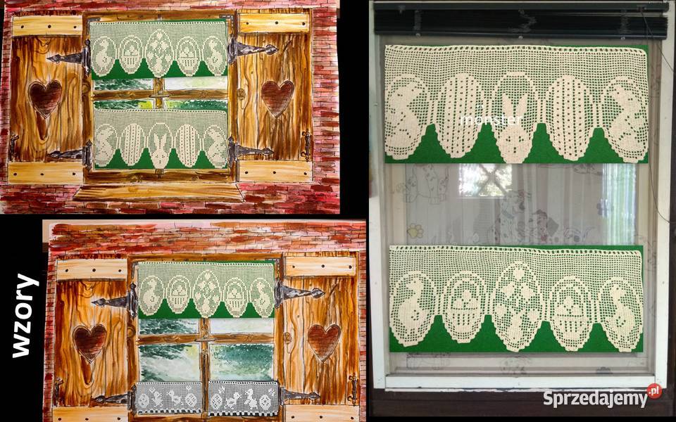 PV62 Firanka szydełkowa Wielkanoc jajka pisanki Chojna