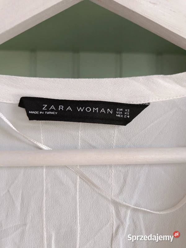 Biała koszula z ozdobnym dekoltem Zara women r Odzież damska Dąbrowica