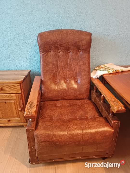 Skórzany fotele 2 sztuki piękne rzeźbione sprzedam