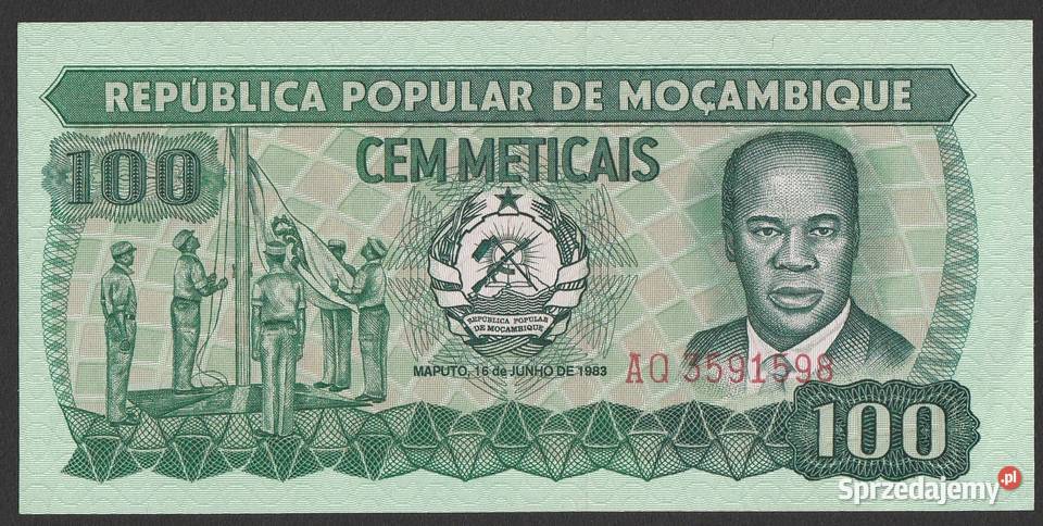 MOZAMBIK 100 METICAIS 1983 AQ STAN BANKOWY UNC Numizmatyka Antyki, Sztuka, Kolekcje Łódź