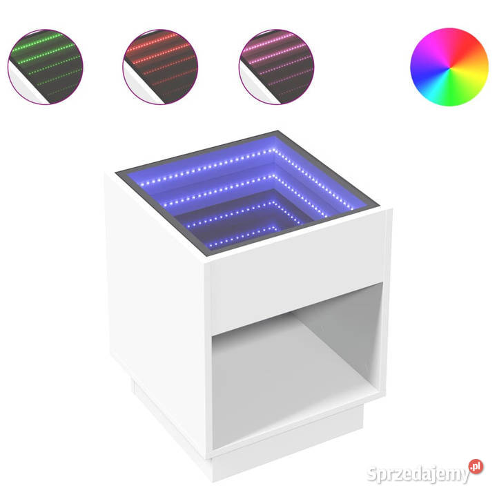 Stolik nocny z LED Infinity biały 40x40x50 Warszawa