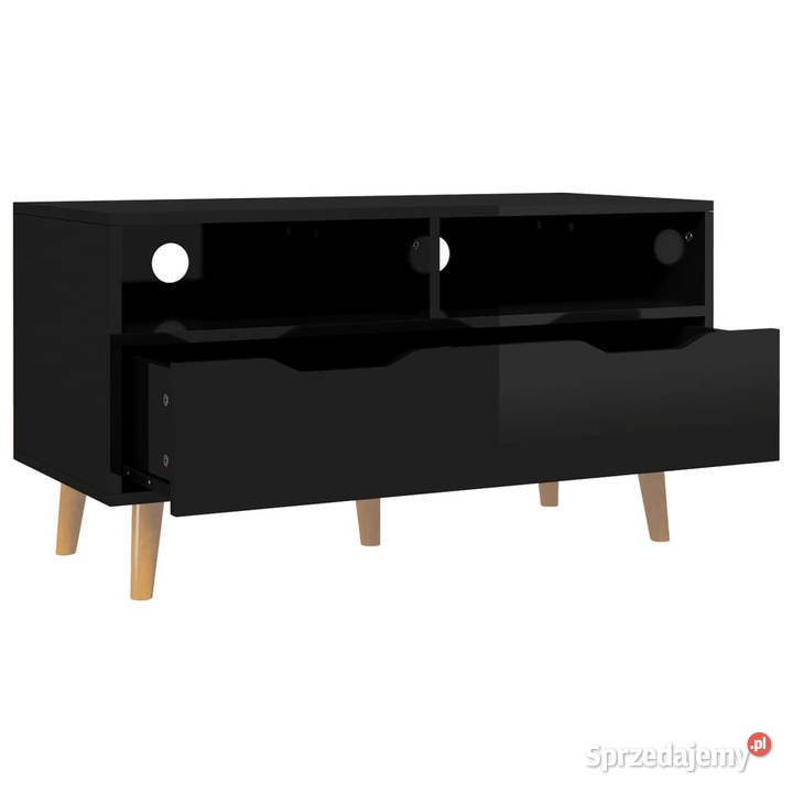 Szafka TV czarna wysoki połysk 90x40x485
